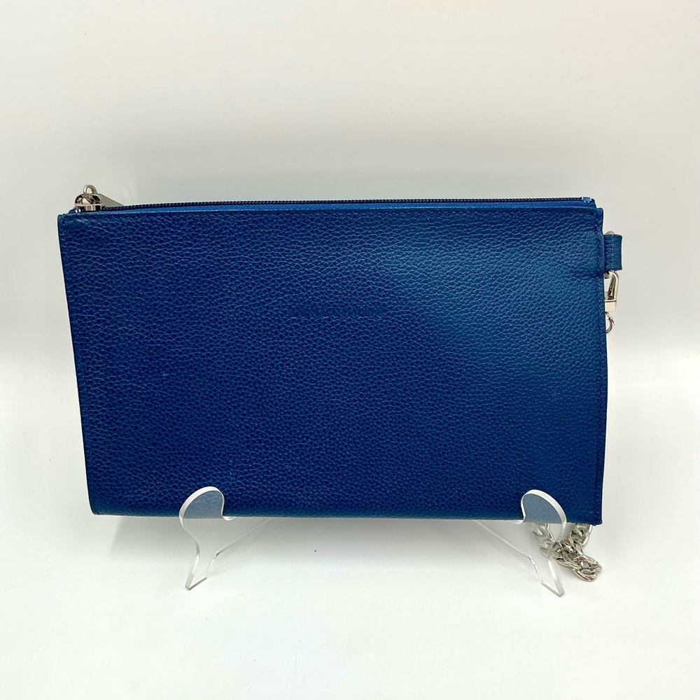 Longchamp Blue Leather Clutch with Chain
